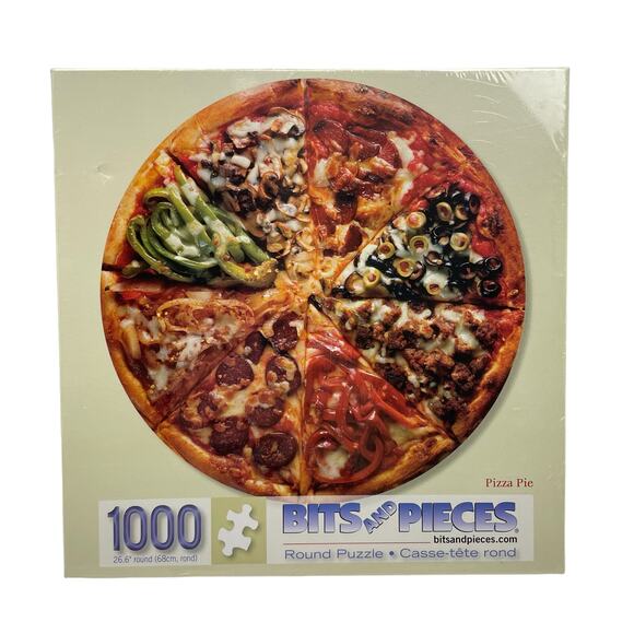 Bits and Pieces | NEW 1000 Pieces Pizza Pie Round Jigsaw Puzzle - Picture 1 of 3